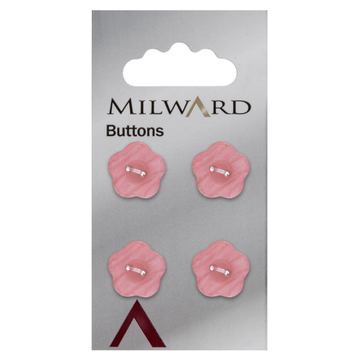 Pale pink pearl-effect flower-shaped 2-hole button