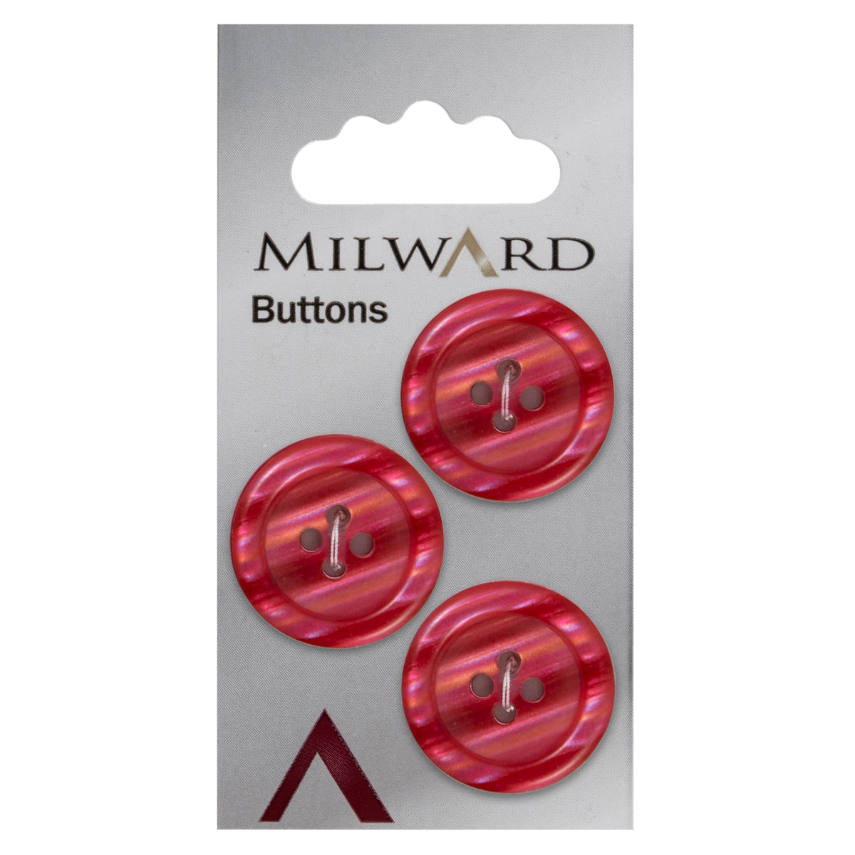 Raspberry red pearl-effect round 4-hole button