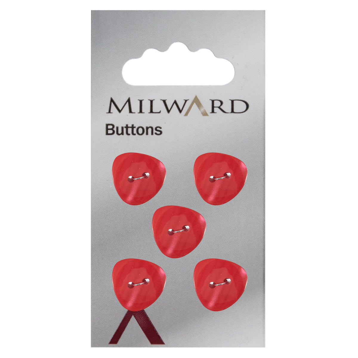 Red-orange rounded triangle 2-hole button