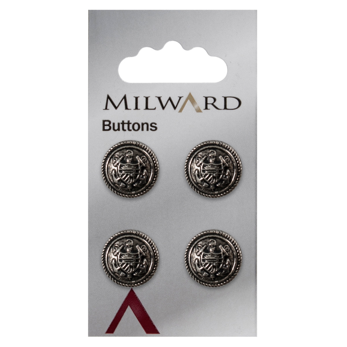 Silver metal crest button, 15mm