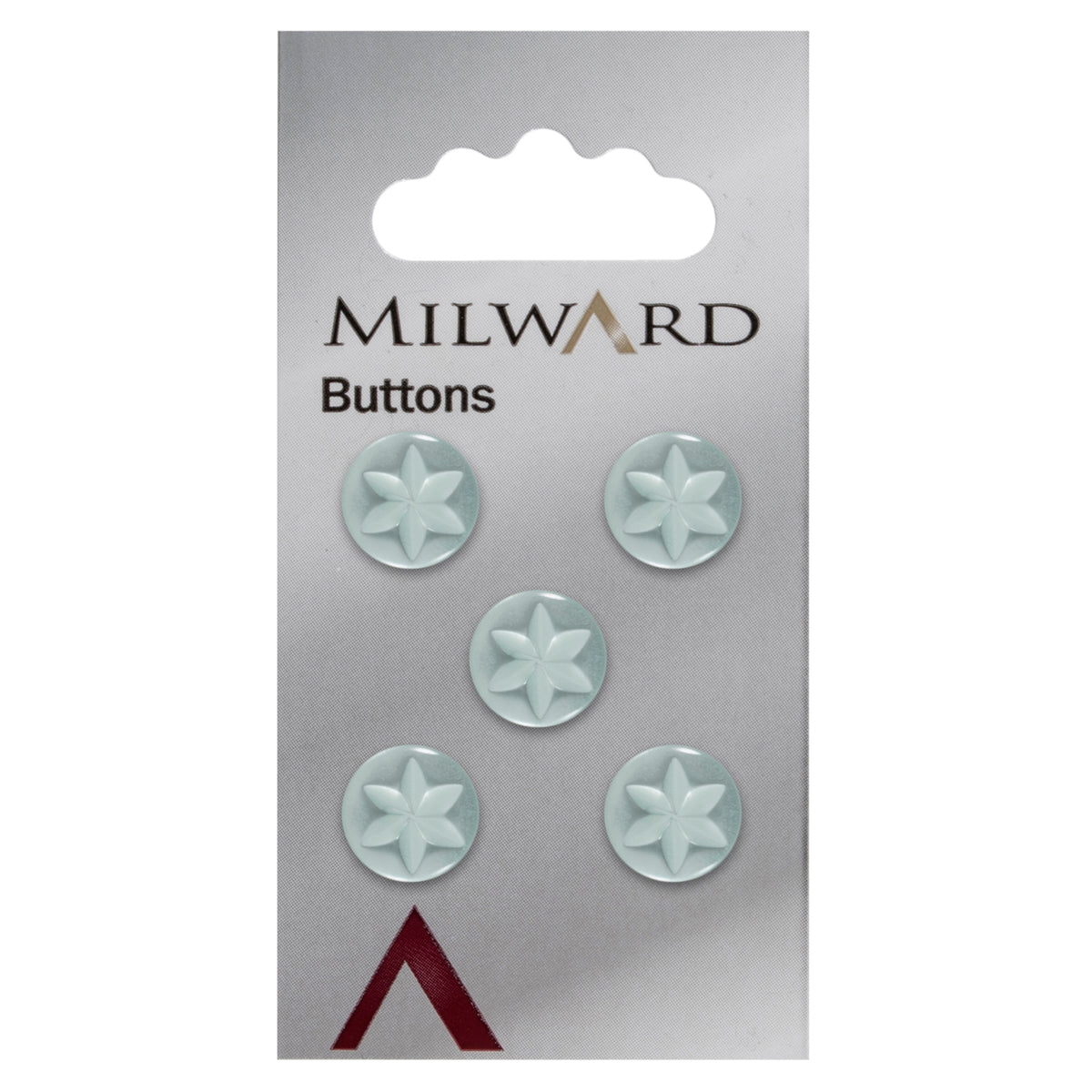 Pale mint green button with a moulded star design