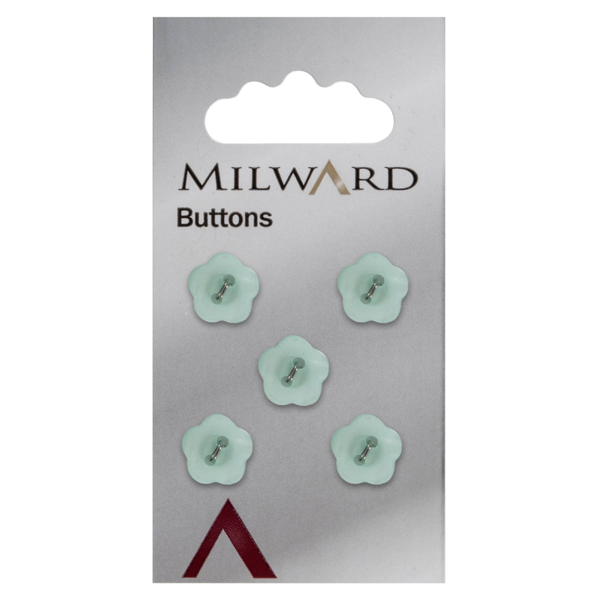 Mint green flower-shaped 2-hole button