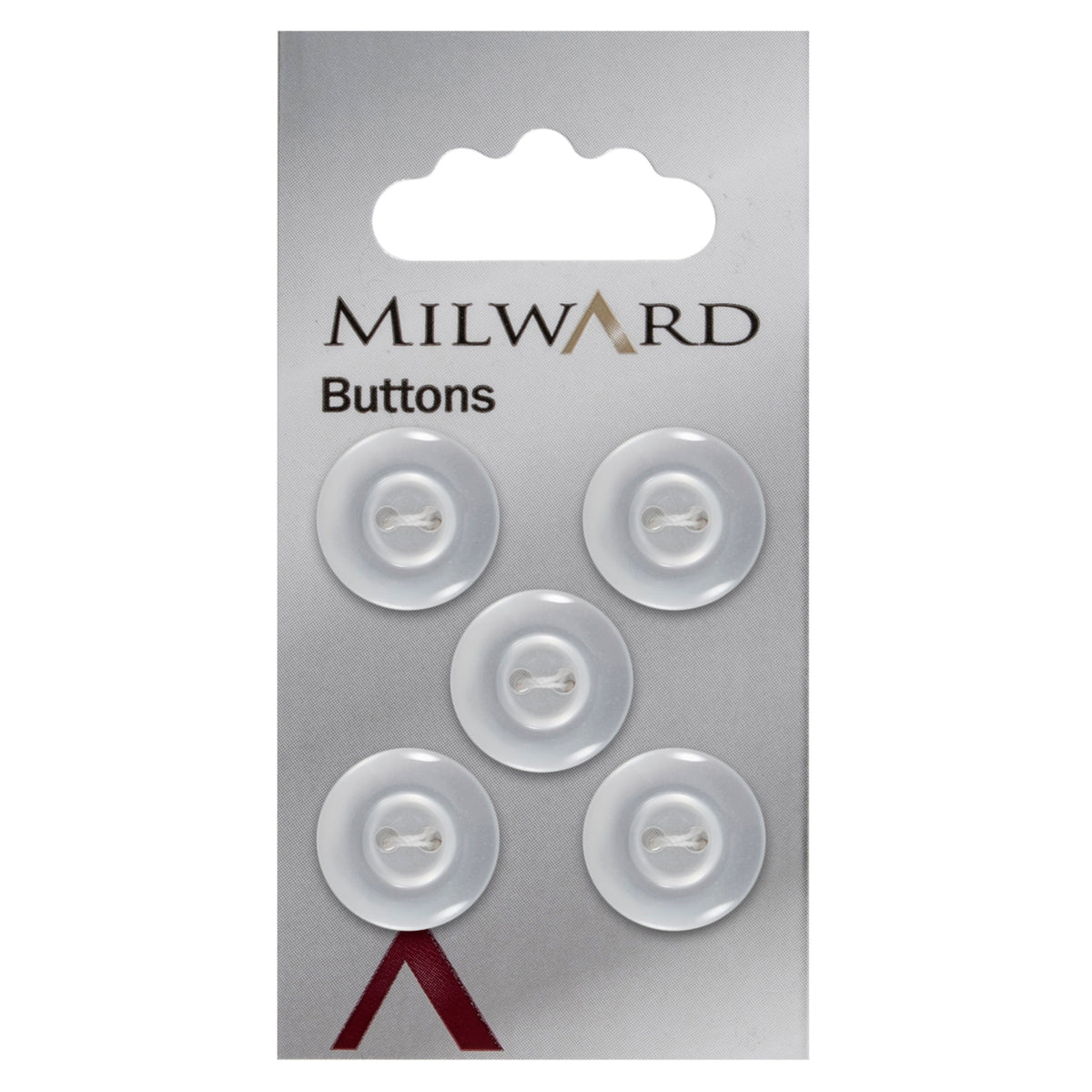 White round two-hole button with rim