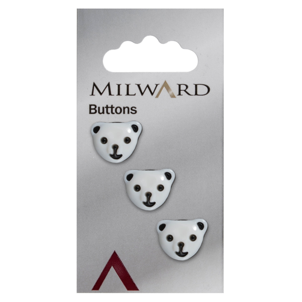 White teddy bear face novelty button