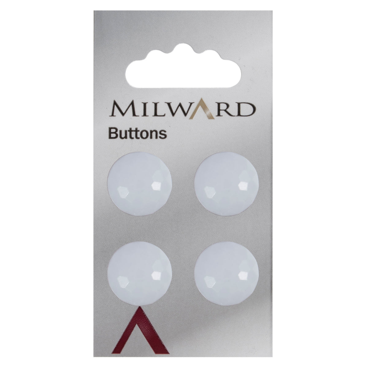 Round white faceted shank button