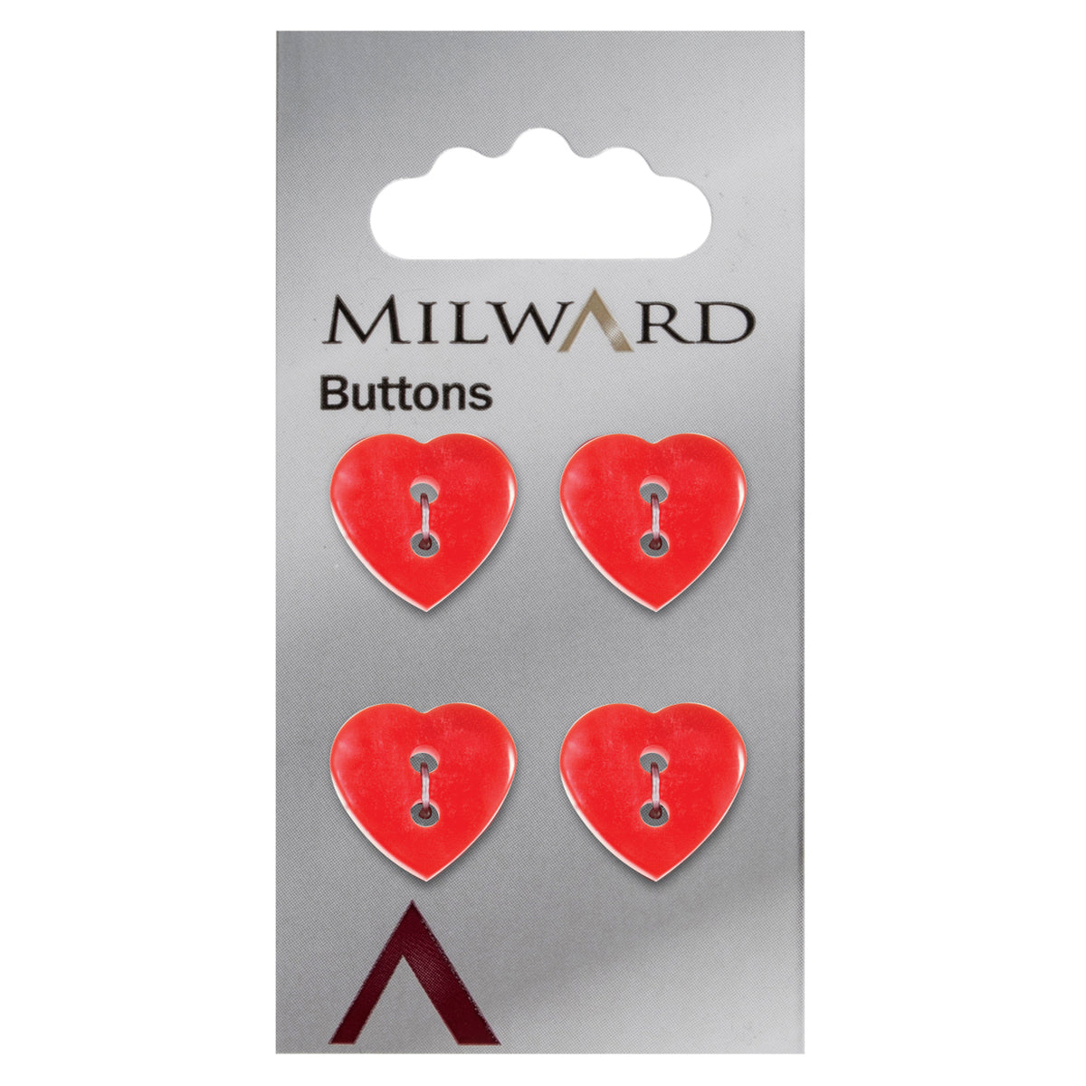 Red heart-shaped button with two holes
