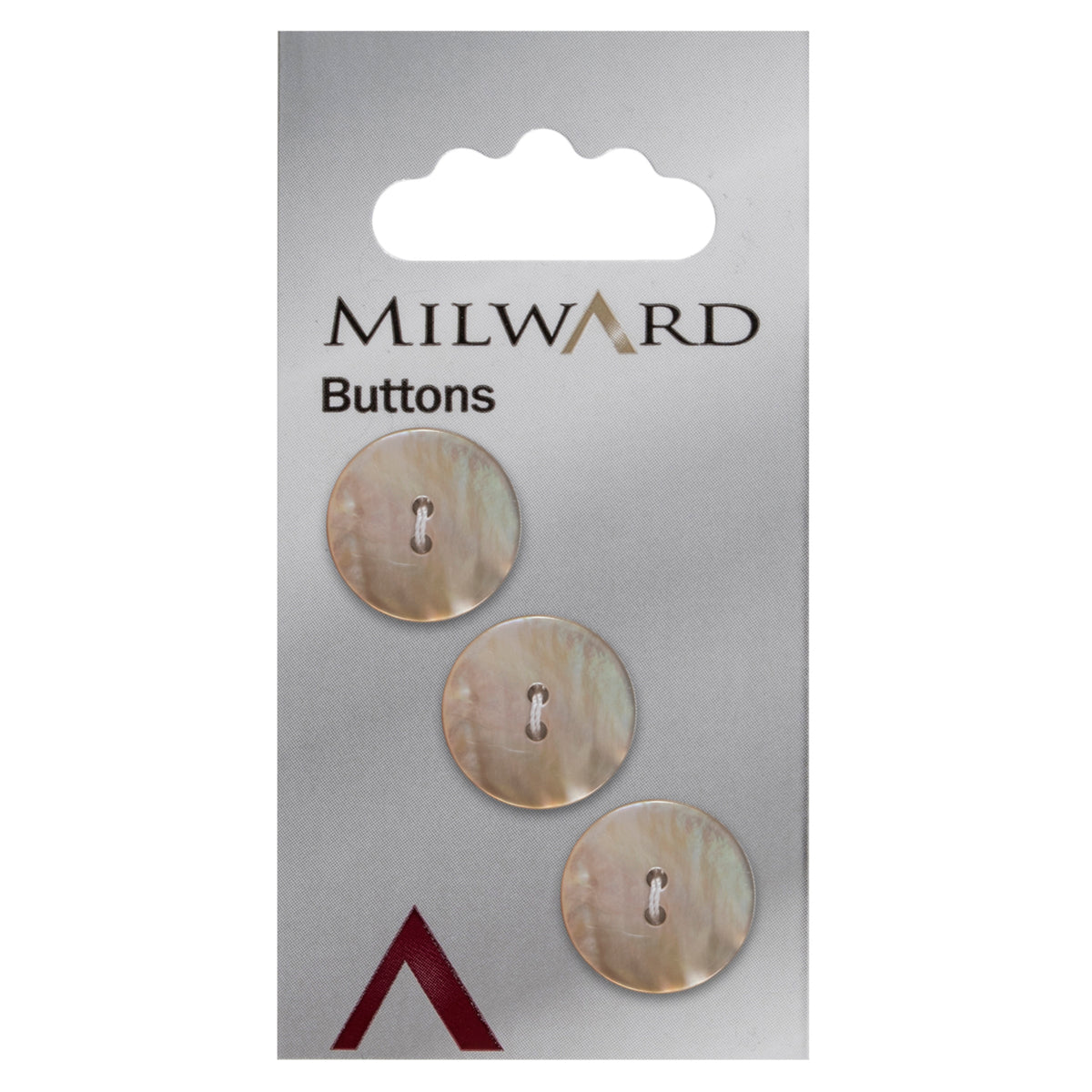 Pale pink pearl effect round button with two holes