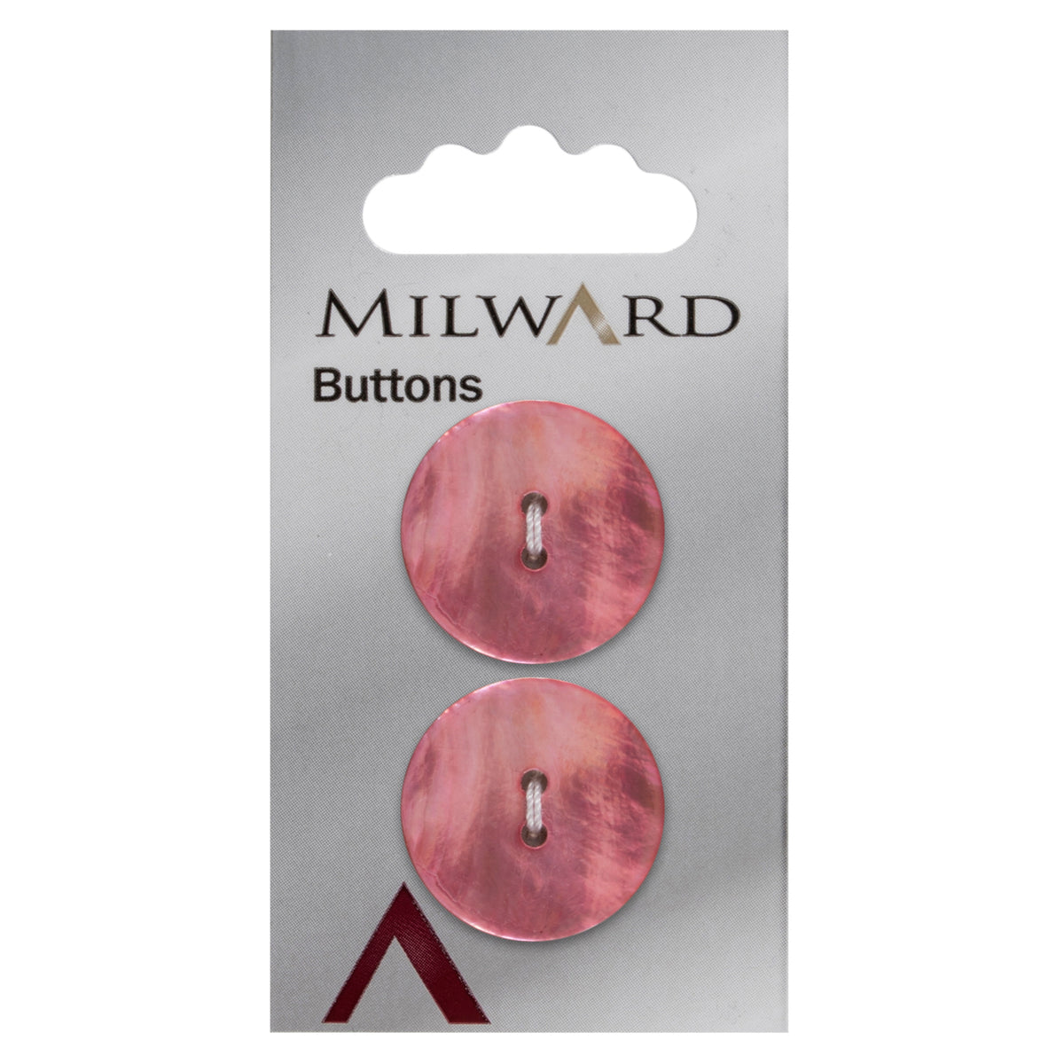 Deep rose pink shell button with two holes