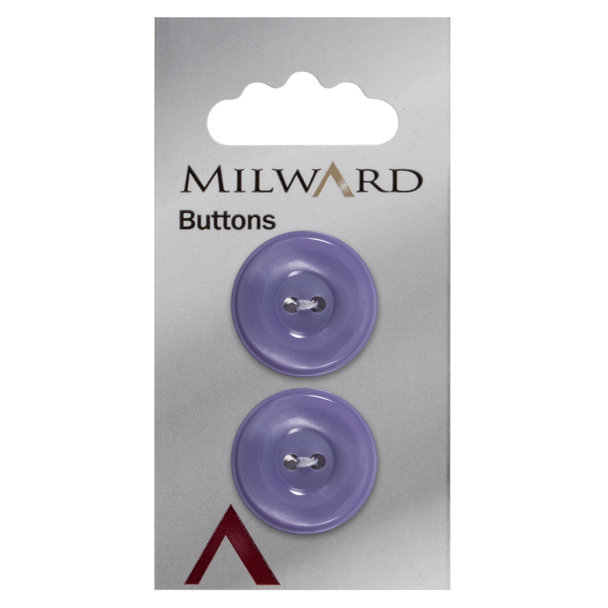 Round translucent lilac 2-hole button with swirl rings