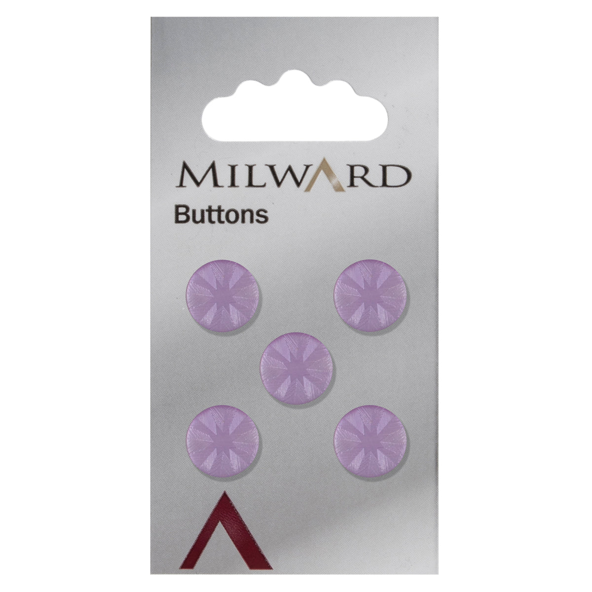 Round lilac button with embossed star pattern