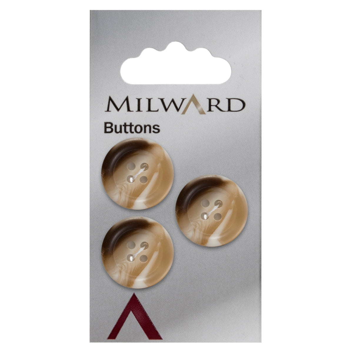 Cream and brown horn-effect four-hole button