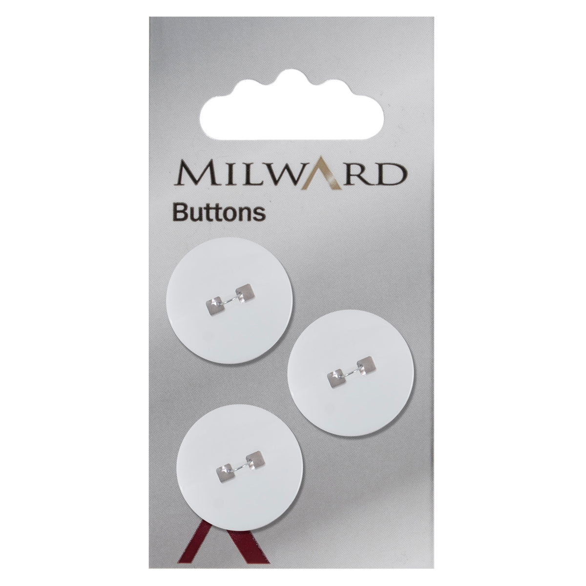 White button with two square holes, 22mm