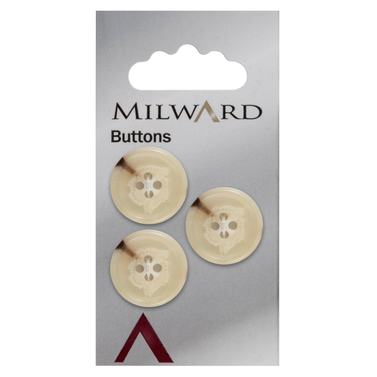 Beige horn-effect four-hole button with raised rim