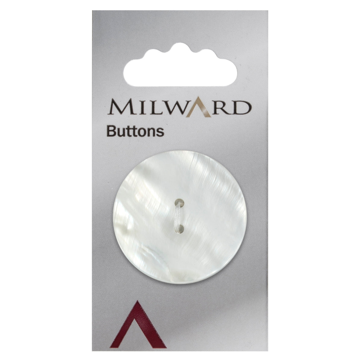 Milward 34mm large round frosted white marbled button with two holes