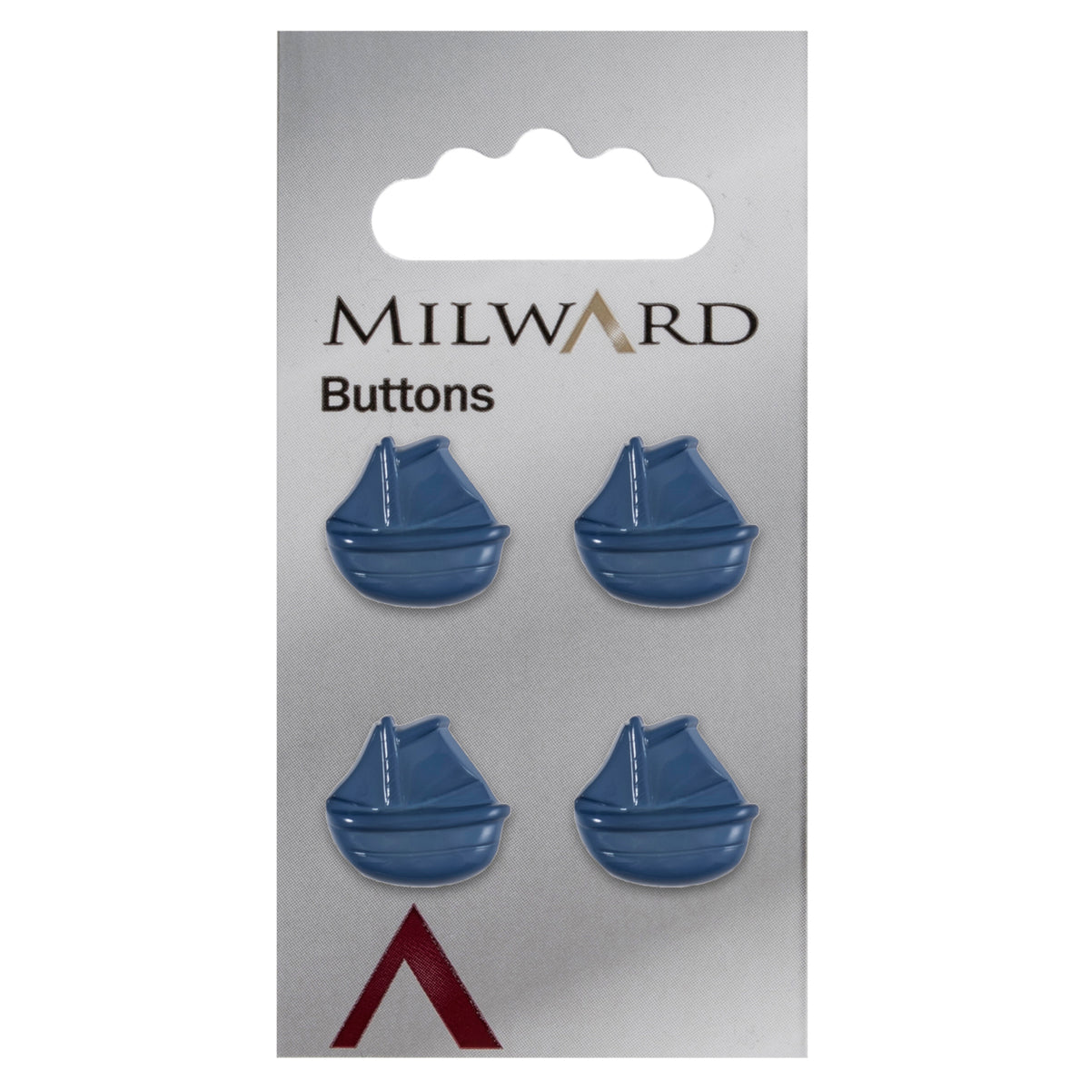 Blue sailing boat button