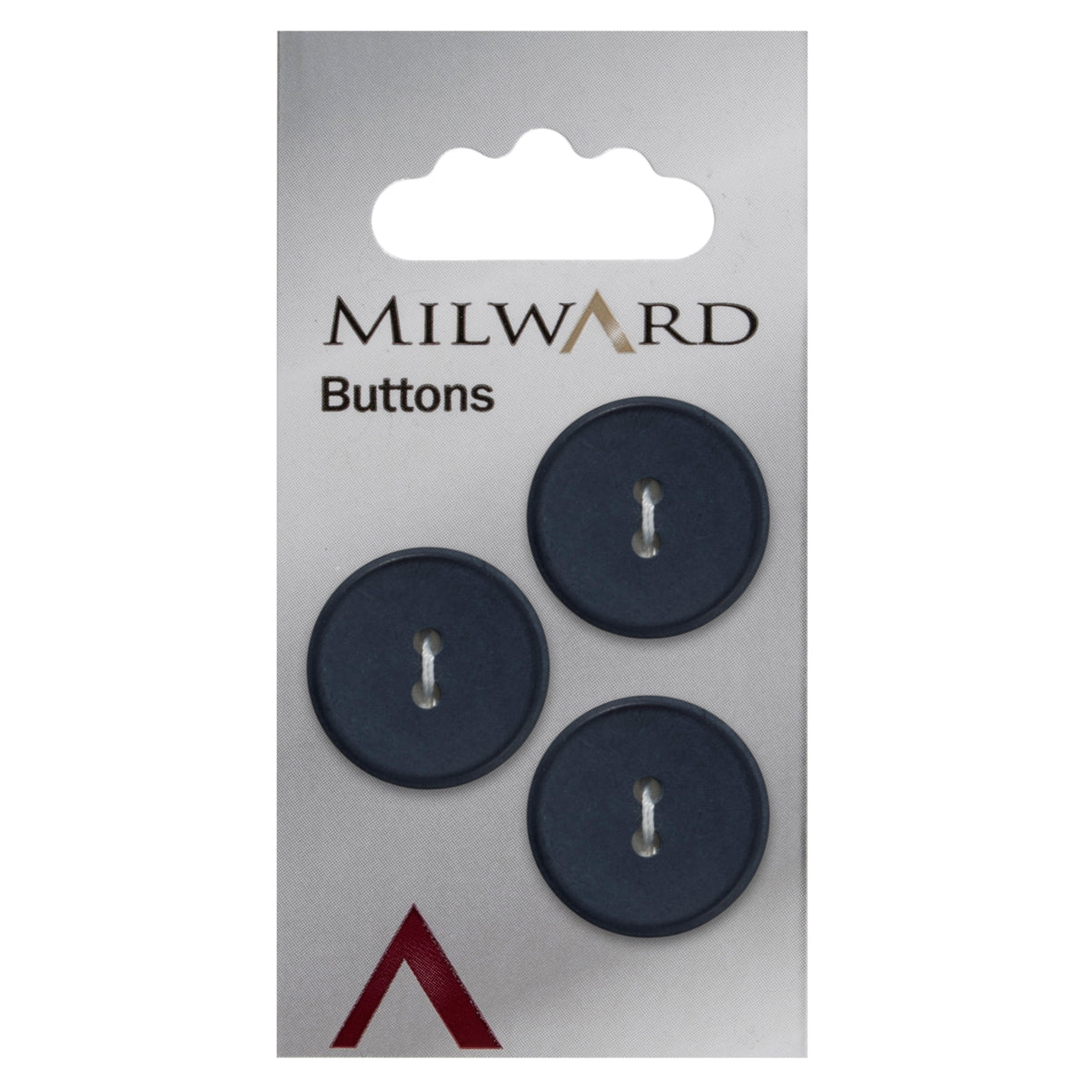 Navy 2-hole button with a matt finish and dished centre