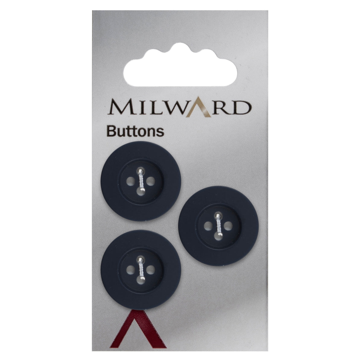 Navy 4-hole button with a matt finish and raised rim