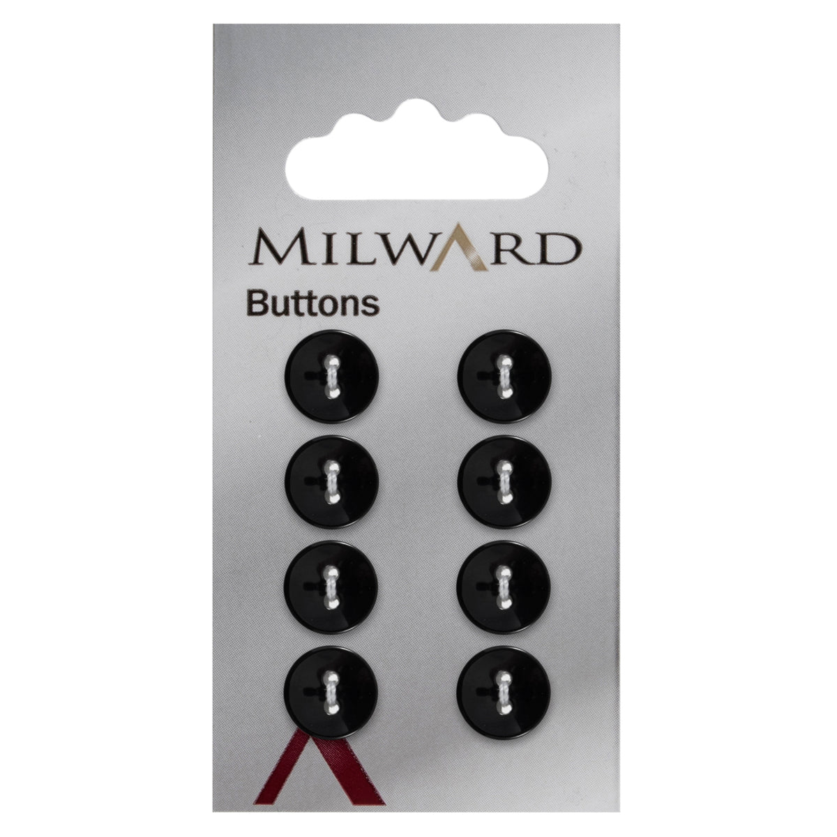 Glossy black round button with two holes