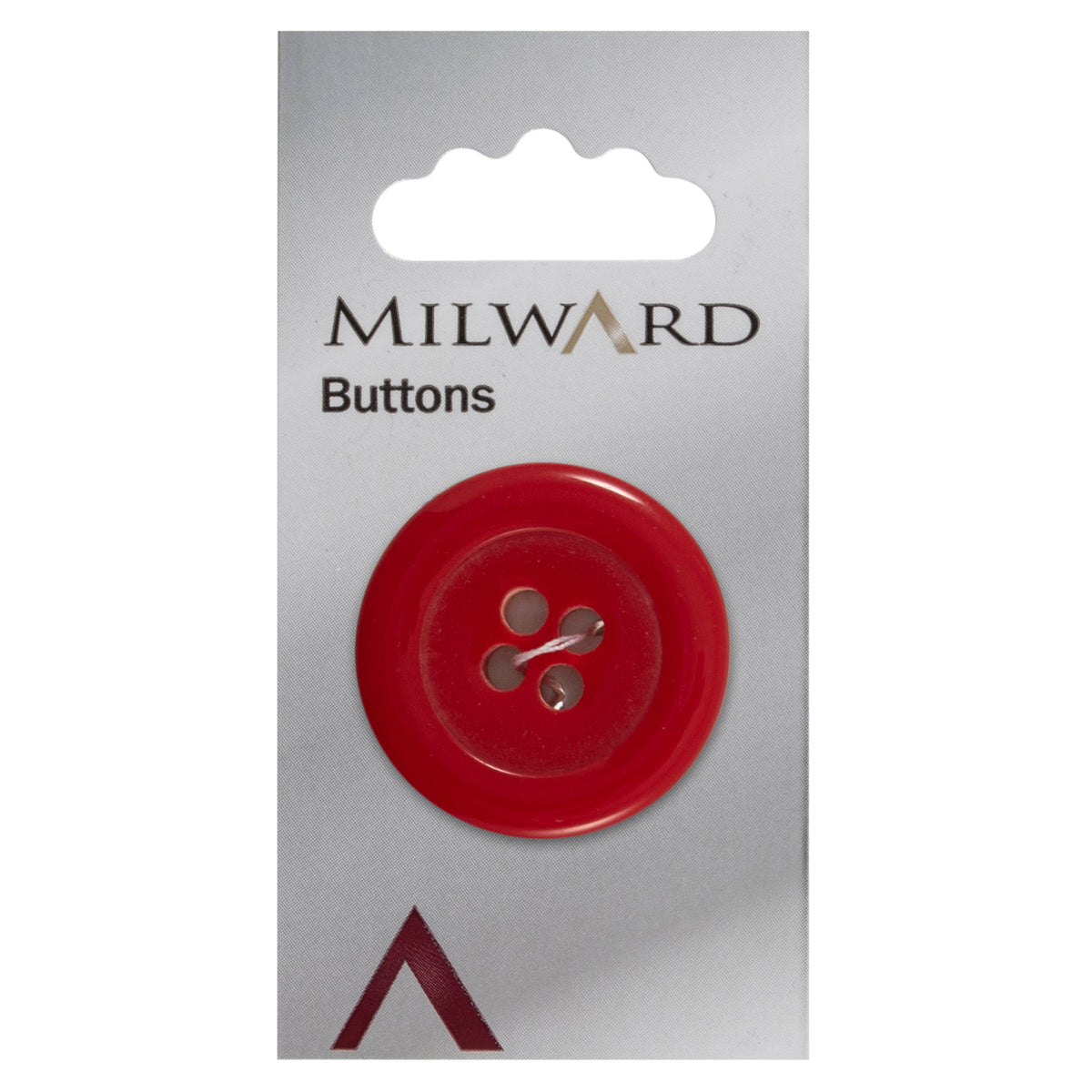 Chunky red rimmed button with four holes