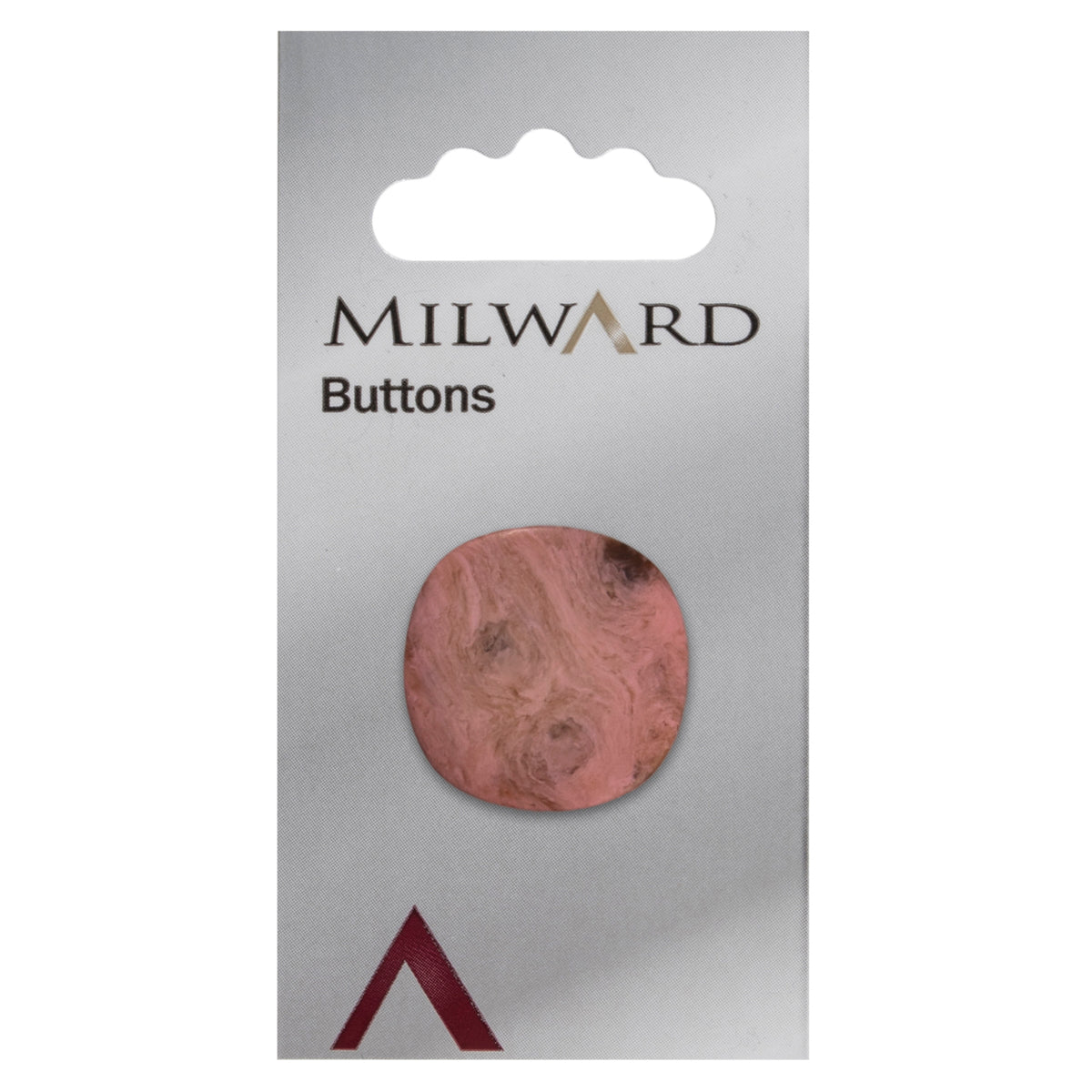 One pink rounded square marble effect shank Milward shank button on a card