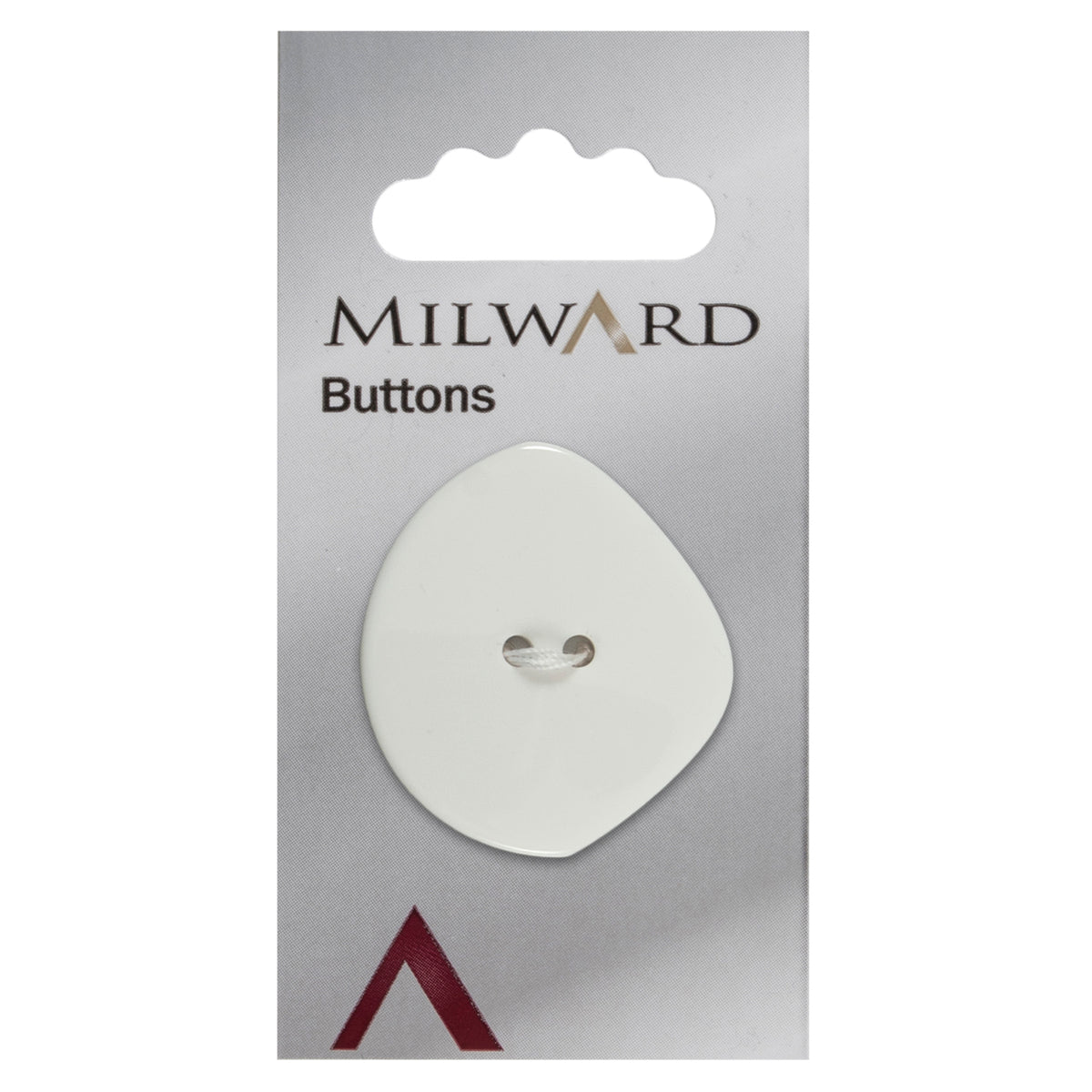 One 38mm large shaped off-white button on a Milward card