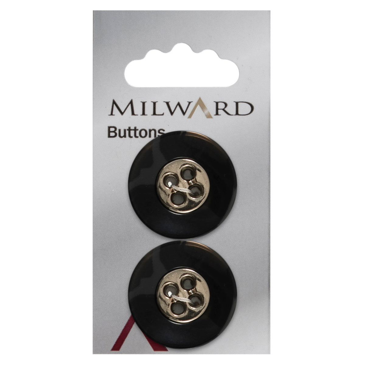 Two rose marble effect buttons with gold holes on a card