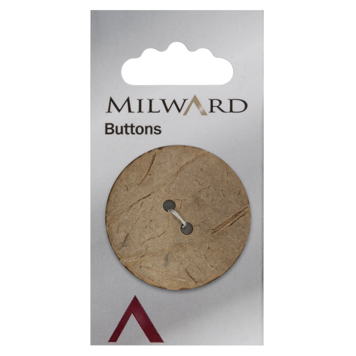 Large round coconut button on a card