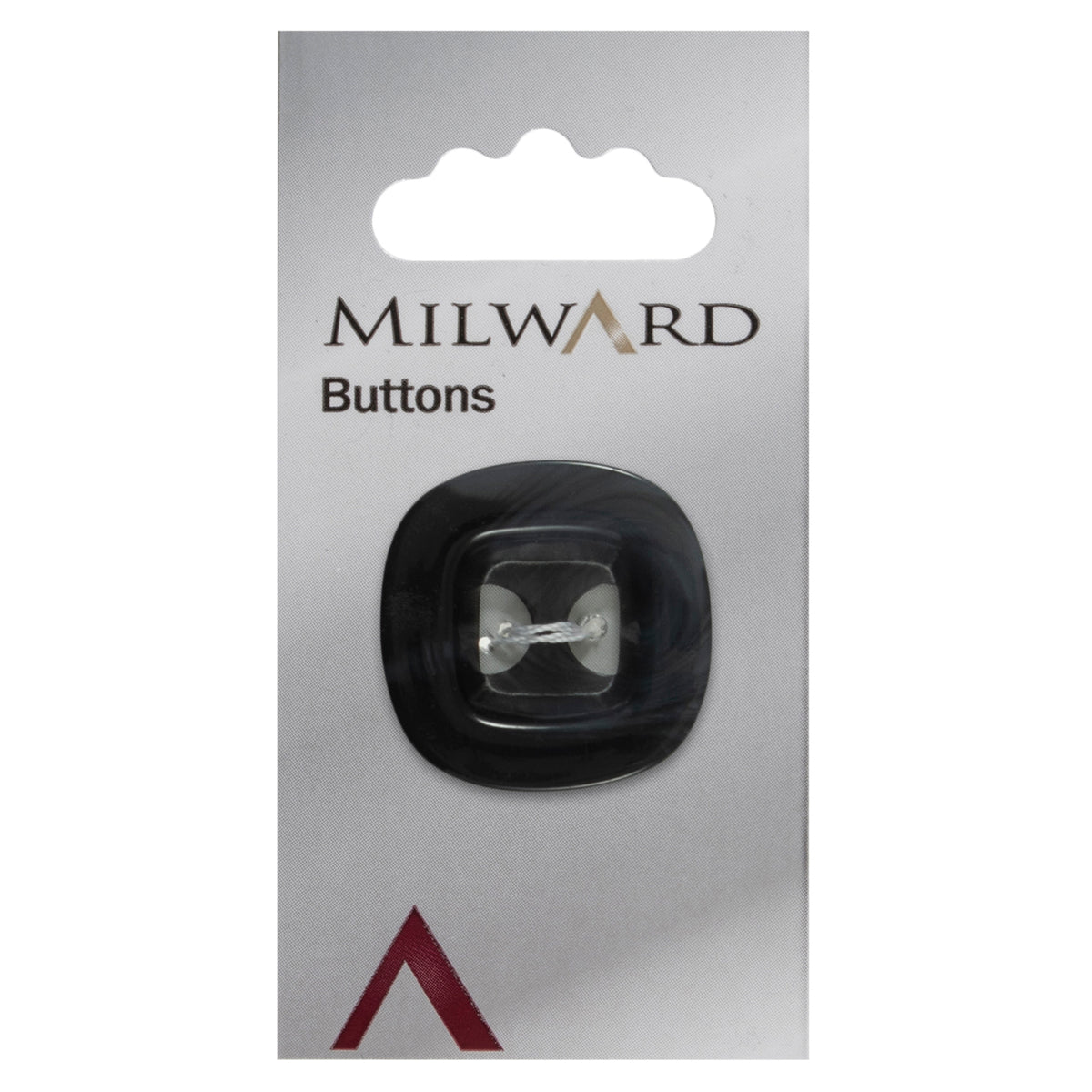 Black chunky square button on a Milward card