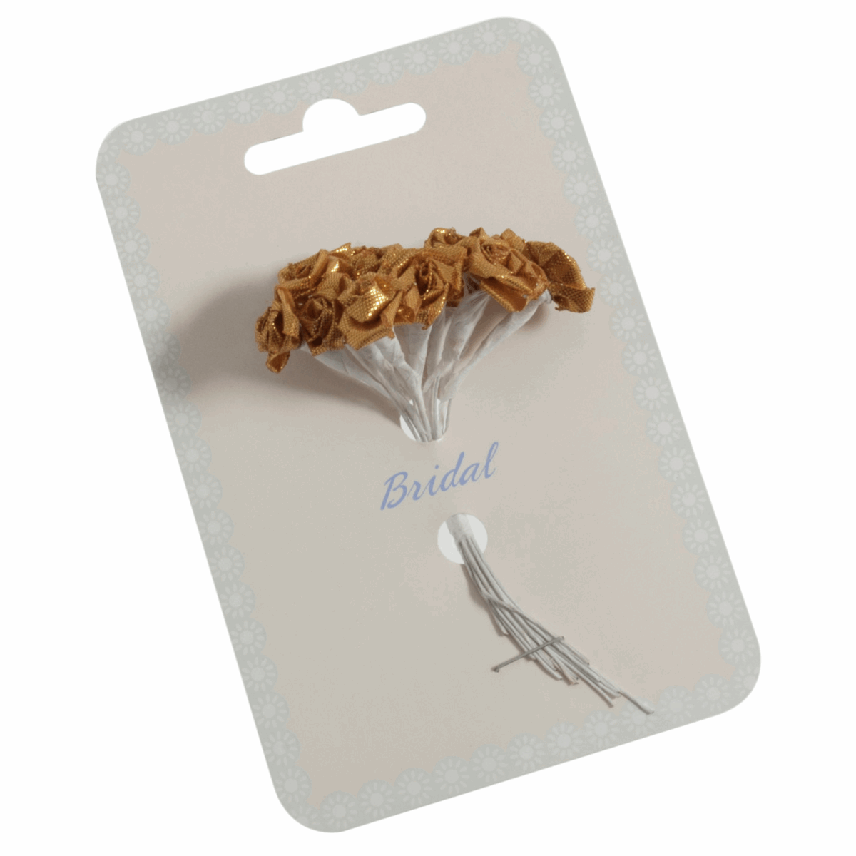 Gold Ribbon Rose Flower Stems - 15mm (Pack of 12 Stems)