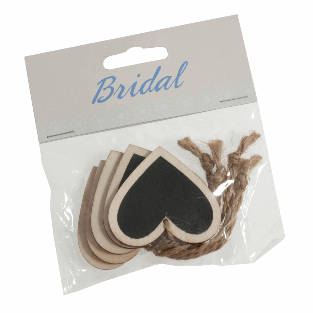Wooden Heart Blackboard Tags with Jute String - 5cm x 5cm (Pack of 5)