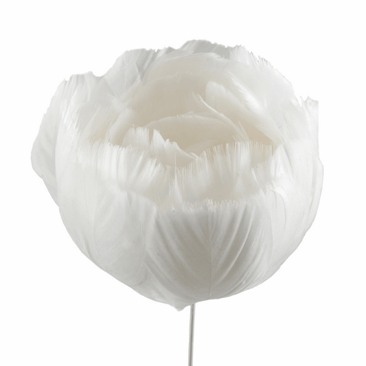 Ivory Feather Flower on Stem