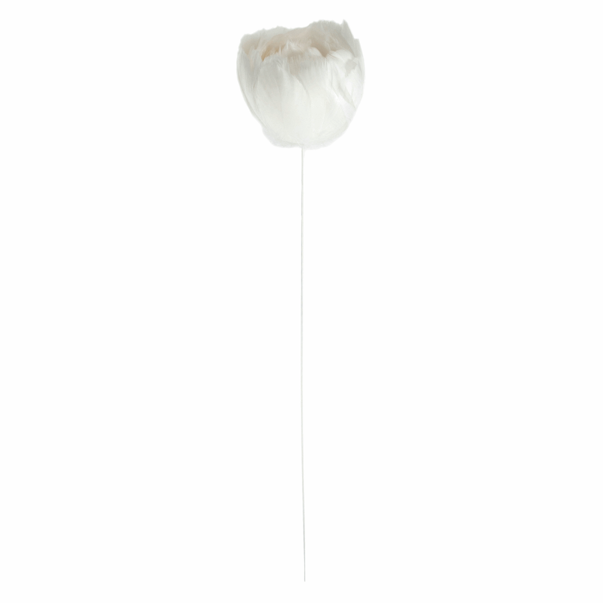 Ivory Feather Flower on Stem