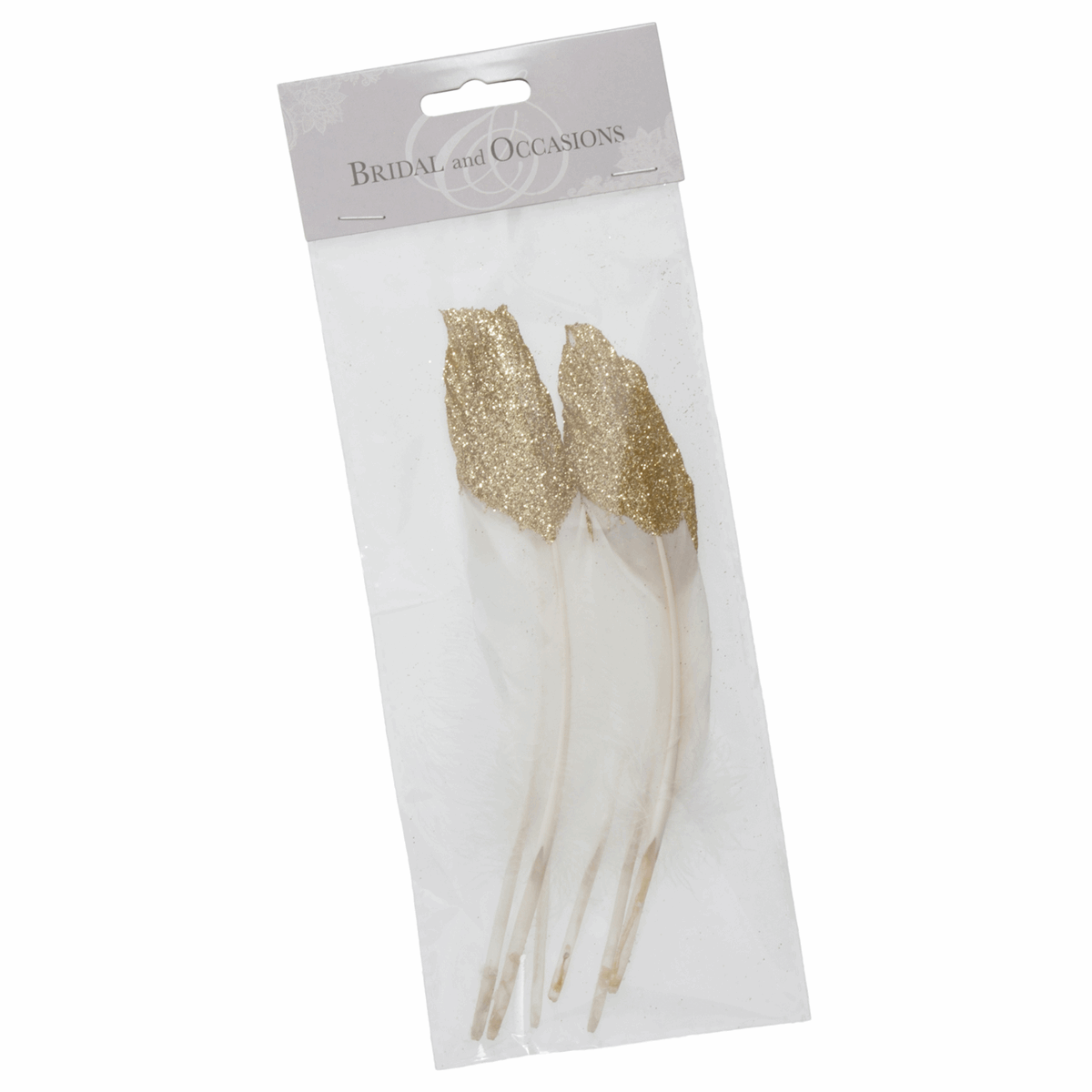 Half Gold Glitter-Dipped Feathers - 20cm (Pack of 6)