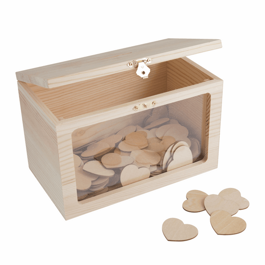 Wooden Wedding Guestbook Box with Hearts