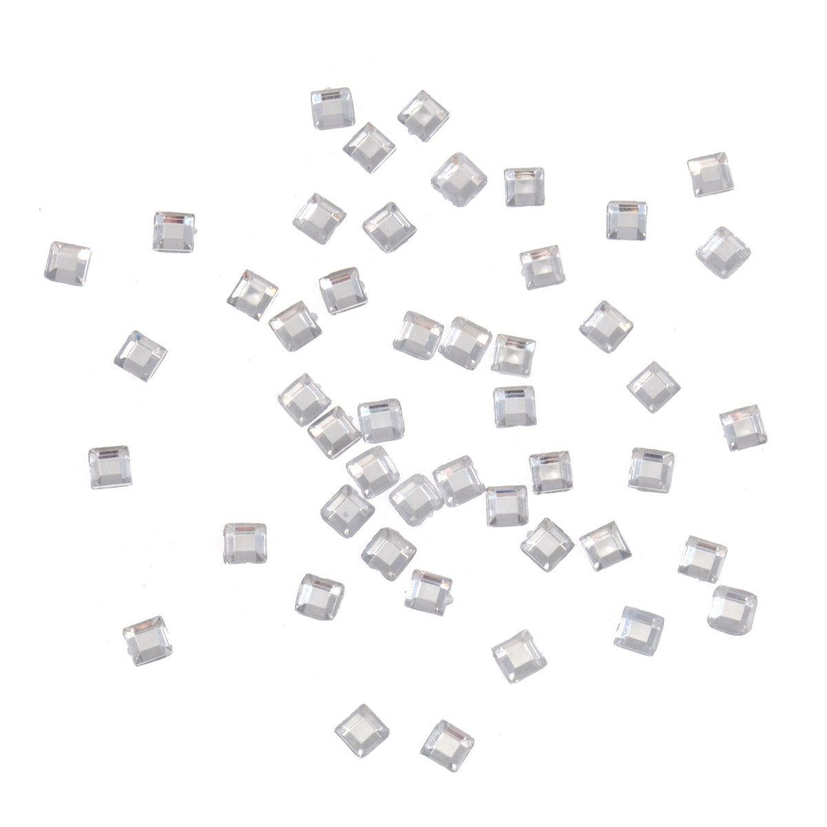 Pack of small silver square craft gems