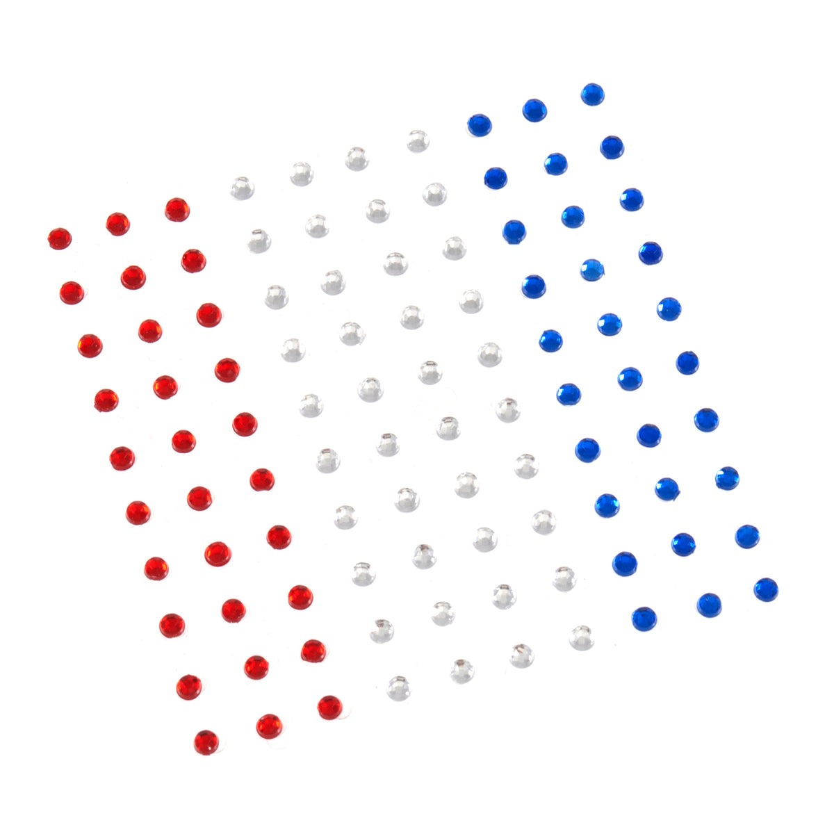 2mm red, clear and blue diamantes