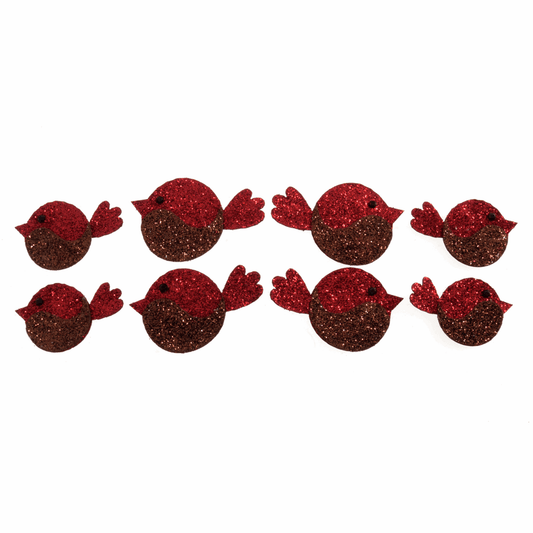 Trimits Craft Embellishments - Glitter Robins (Pack of 8)
