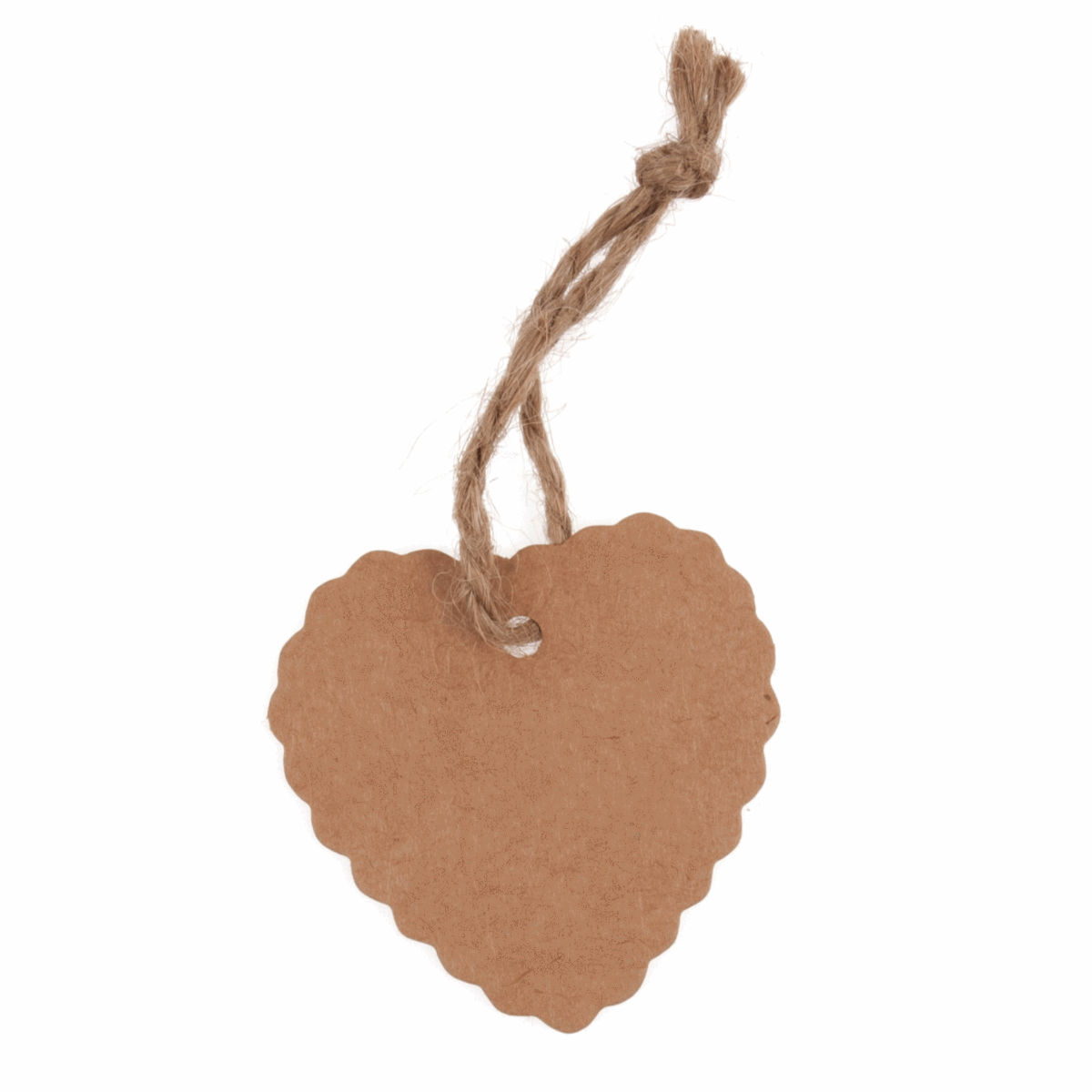 Kraft Scalloped Heart Tags - 55 x 55mm (Pack of 12)