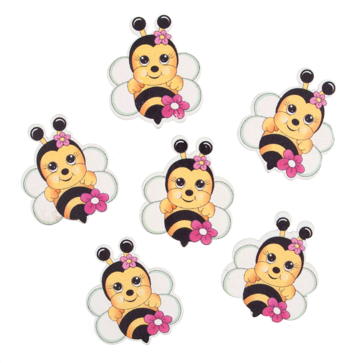 Six bumble bee craft embellishments