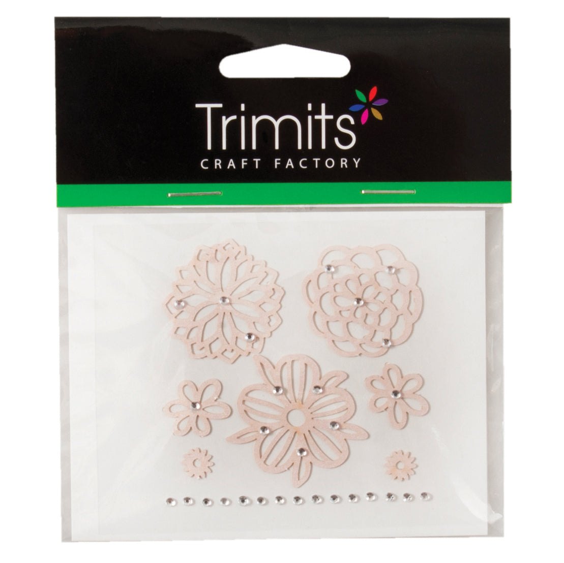 Pink filigree flowers with diamante centres