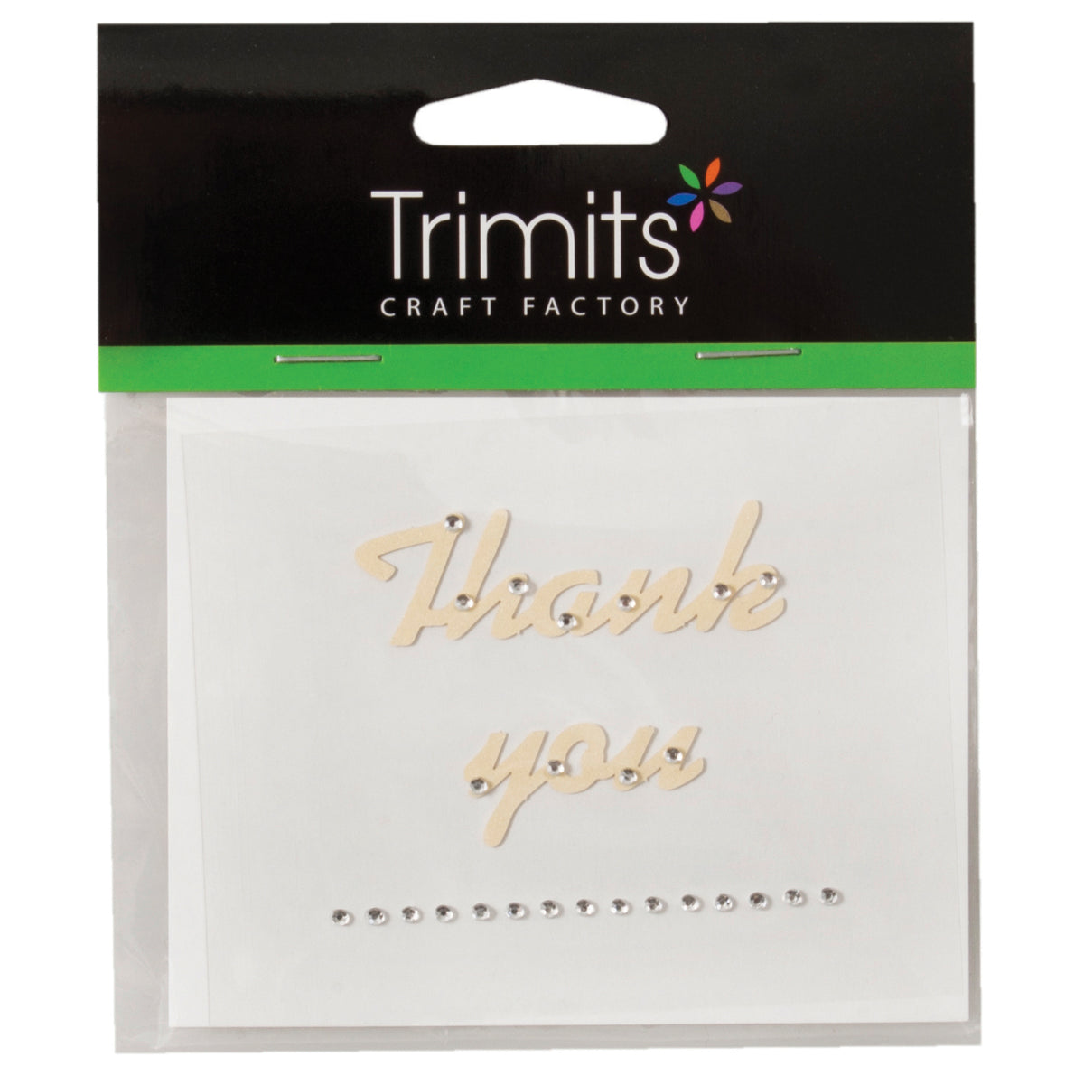 Ivory Thank You craft motif with diamante
