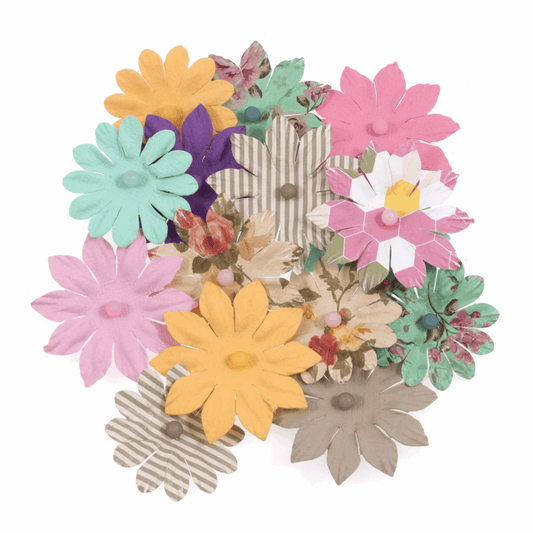 Trimits Craft Embellishments - Assorted Colour Paper Flowers (Pack of 15)