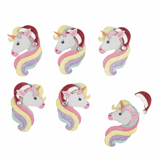 Trimits Craft Embellishments - Festive Unicorns (Pack of 6)