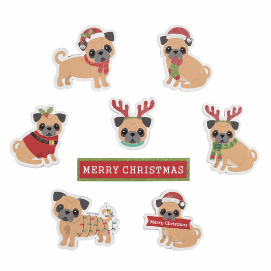 Trimits Craft Embellishments - Festive Pugs (Pack of 8)