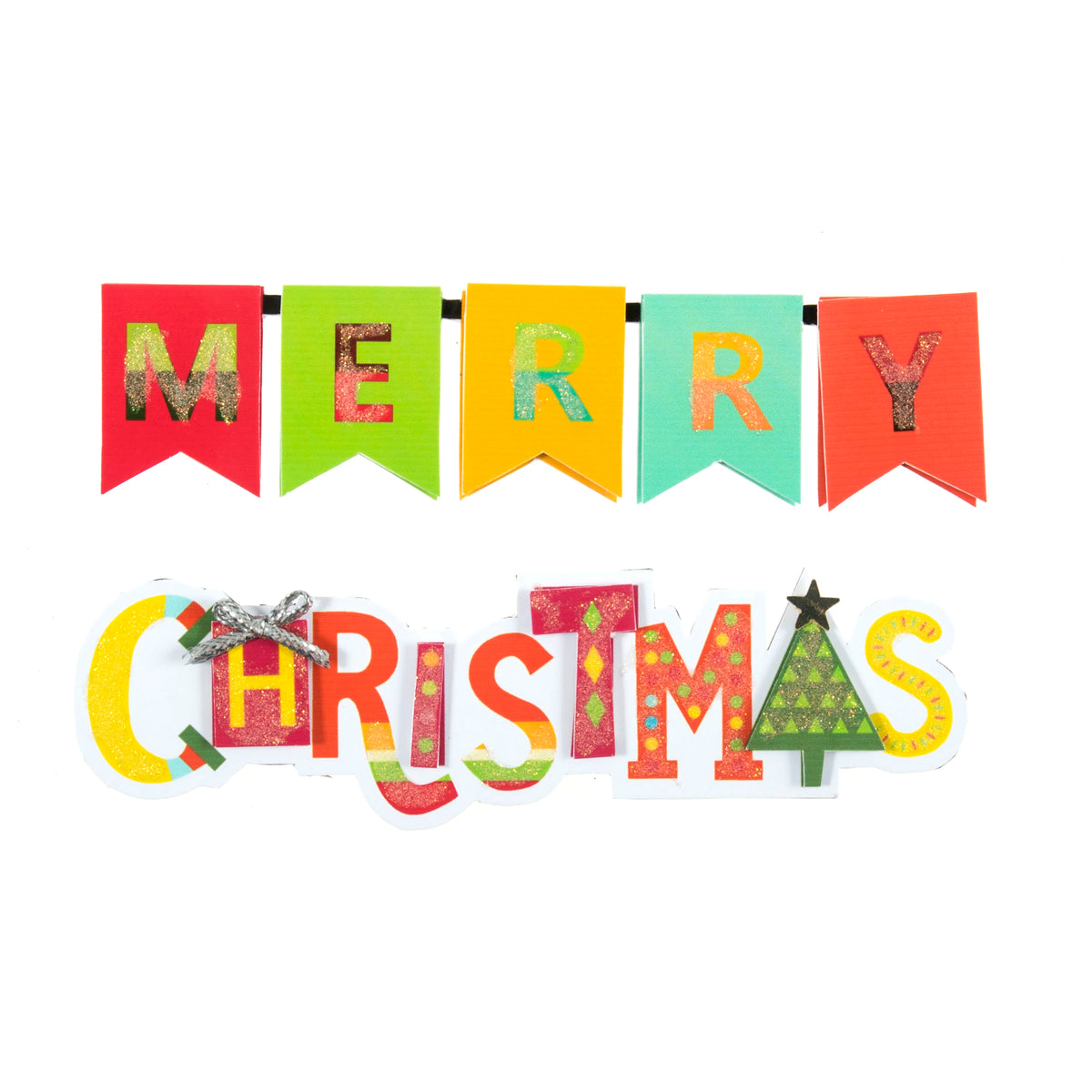 Two Merry Christmas paper embellishments