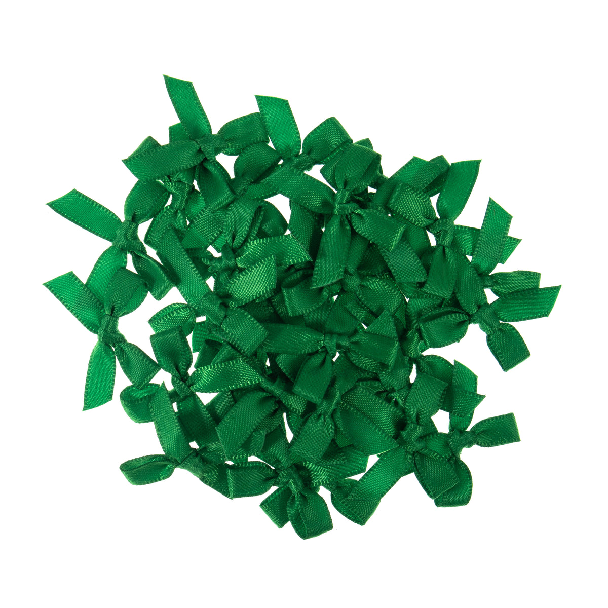 Small green satin ribbon bows