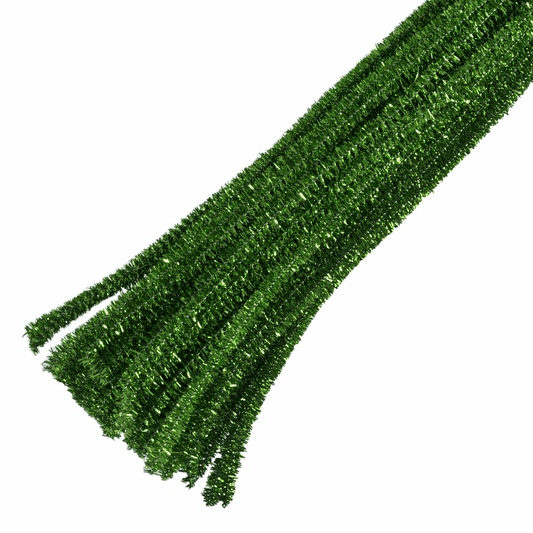 Trimits Green Glitter Chenilles - 30cm x 6mm (Pack of 20)