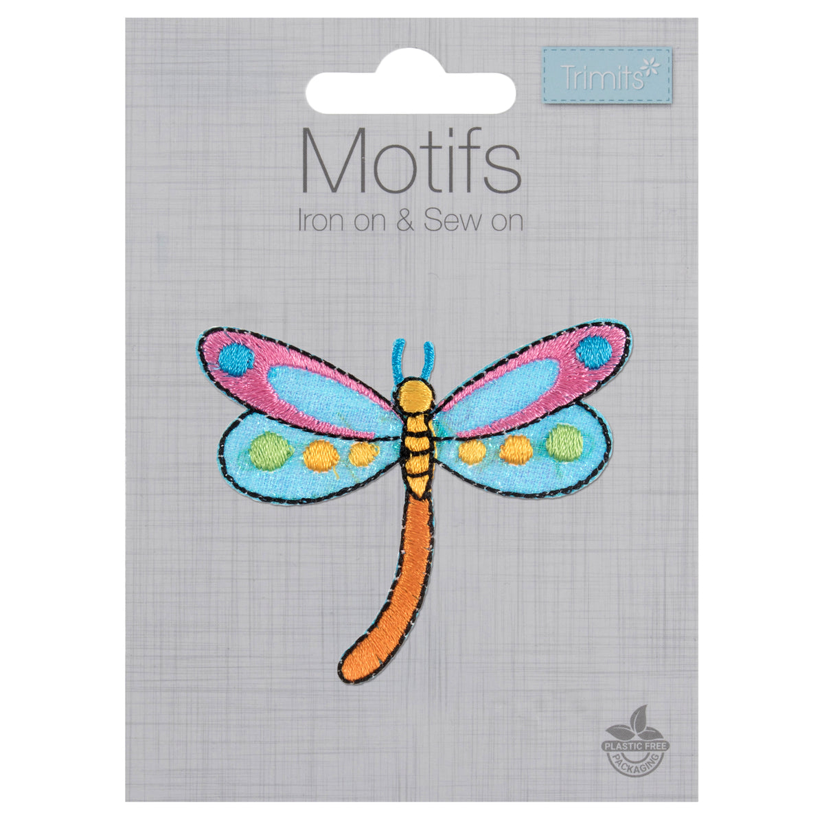 Embroidered dragonfly motif