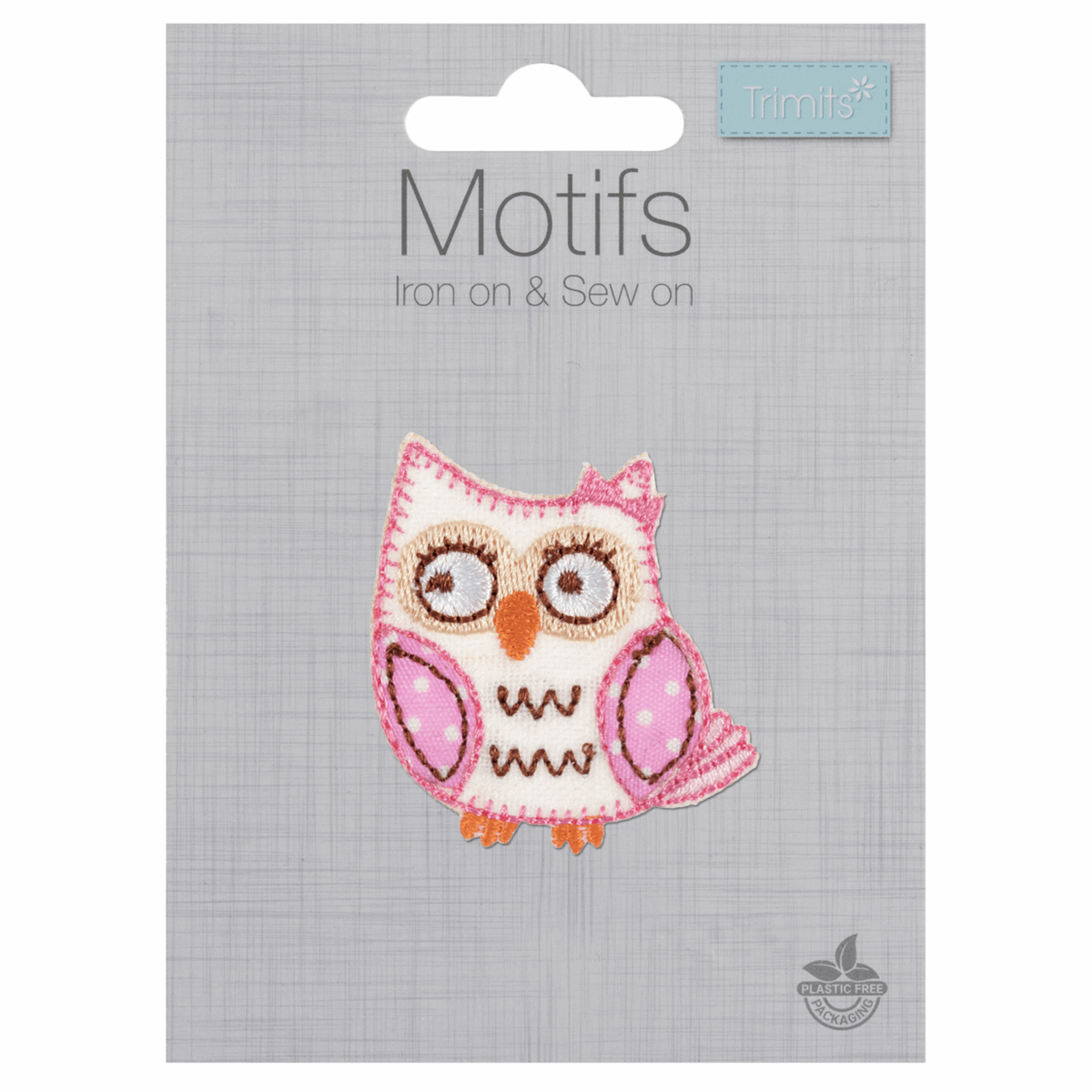 Iron-On/Sew On Motif Patch - Pink Owl
