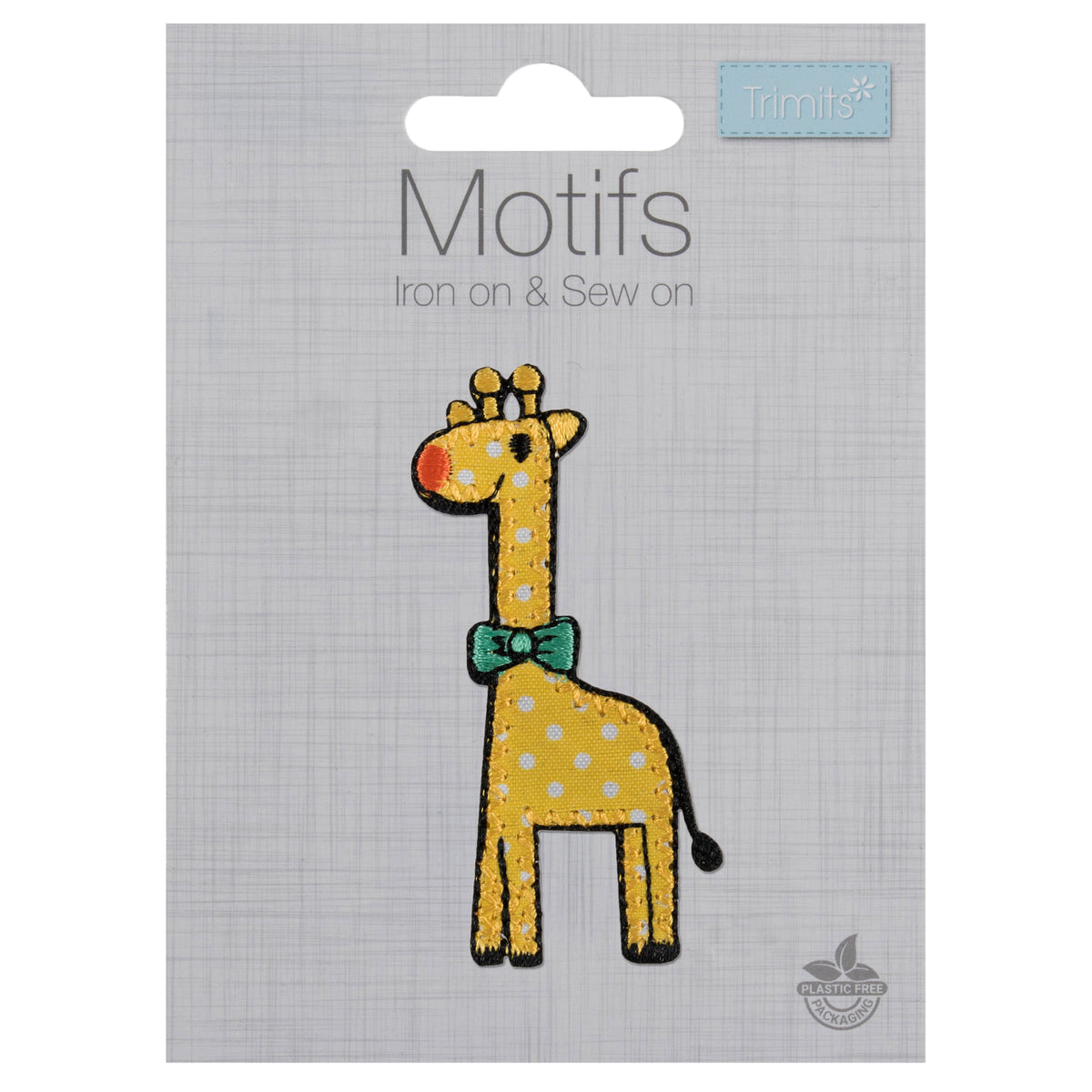 Embroidered yellow spotted giraffe motif